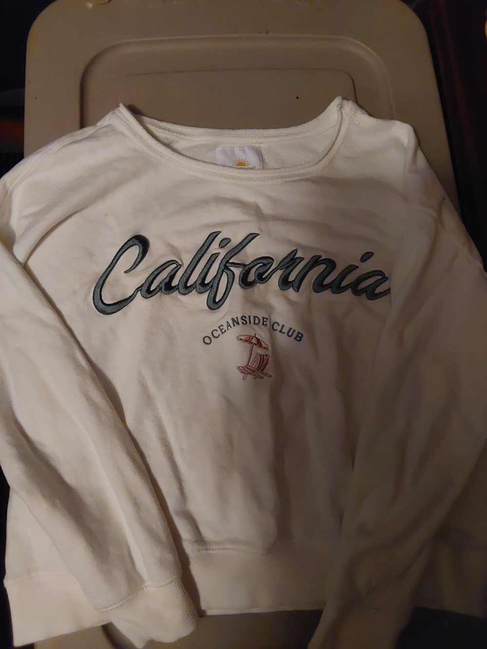 Sunday White California Script Crewneck Sweatshirt